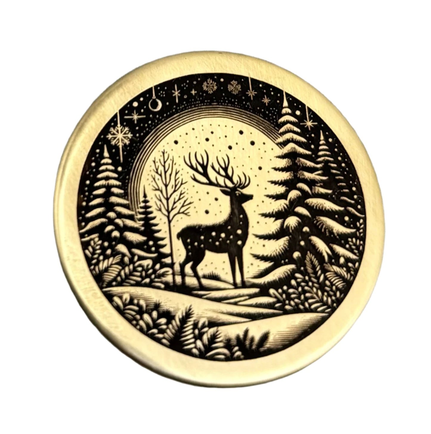 Deer winter scene pet id tag