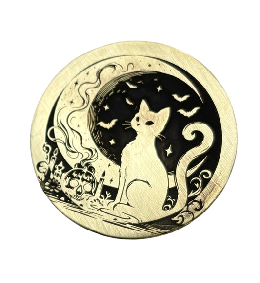 Spooky Cat and Moon Pet ID Tag