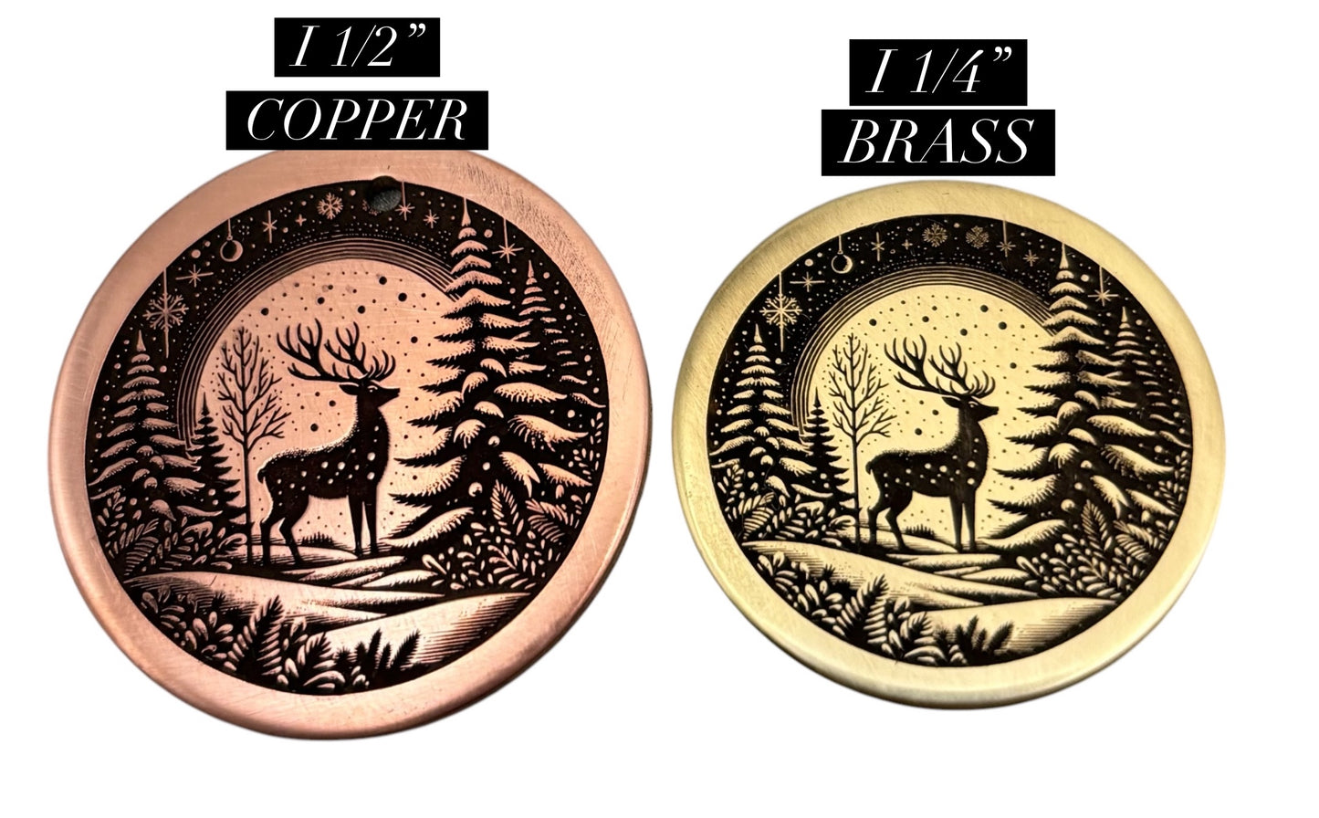 Deer winter scene pet id tag