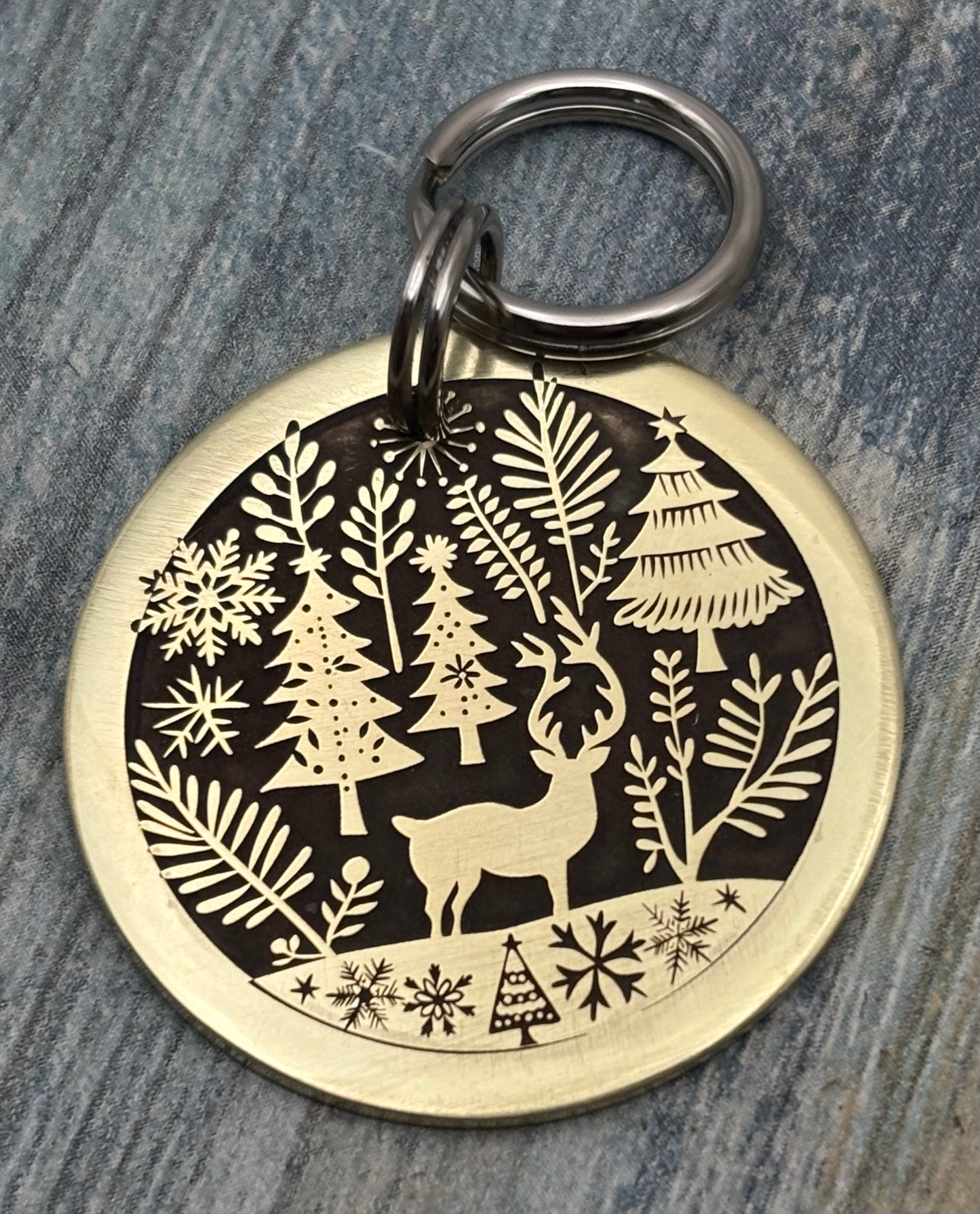 Swiss Christmas scene pet tag
