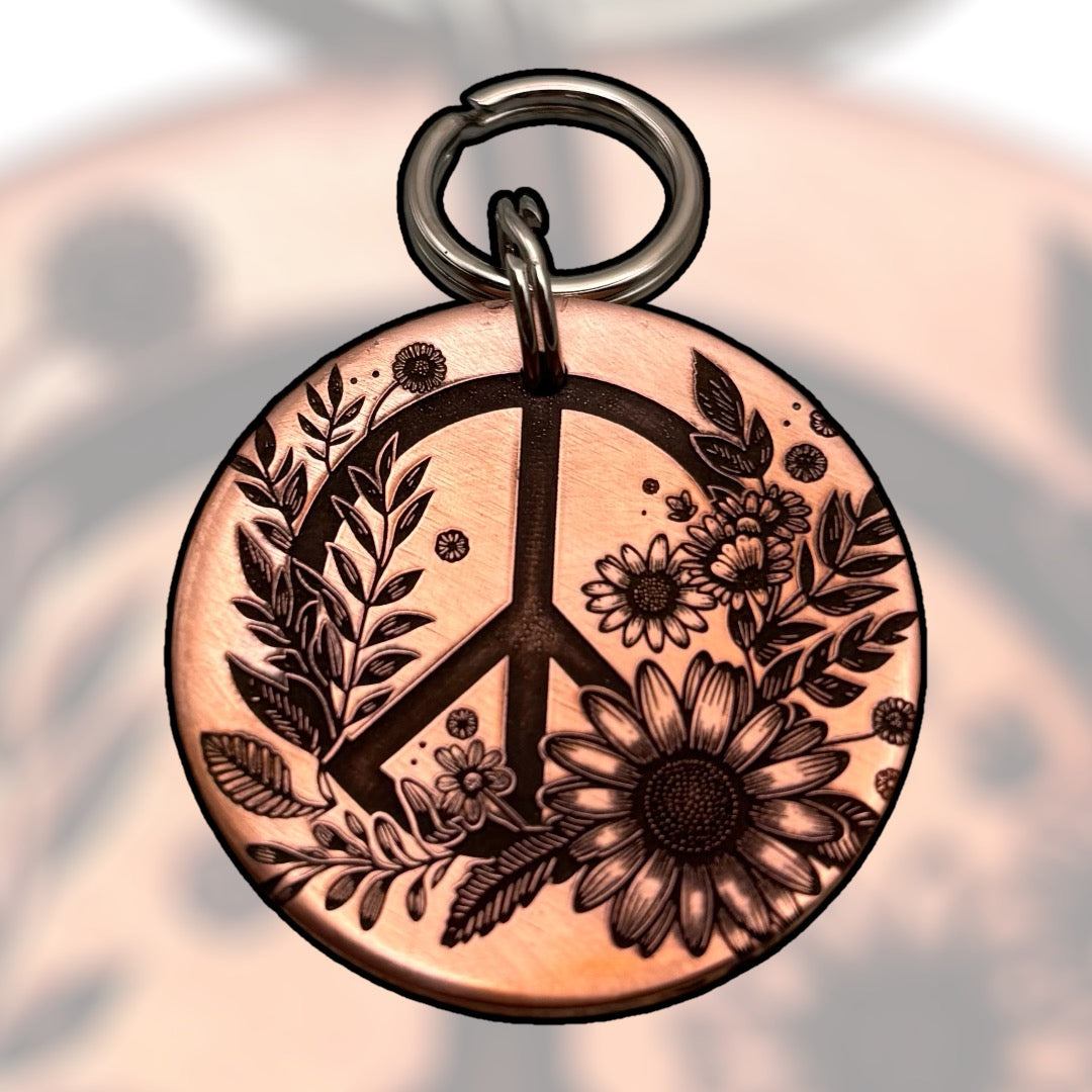 Peace sign pet tag and