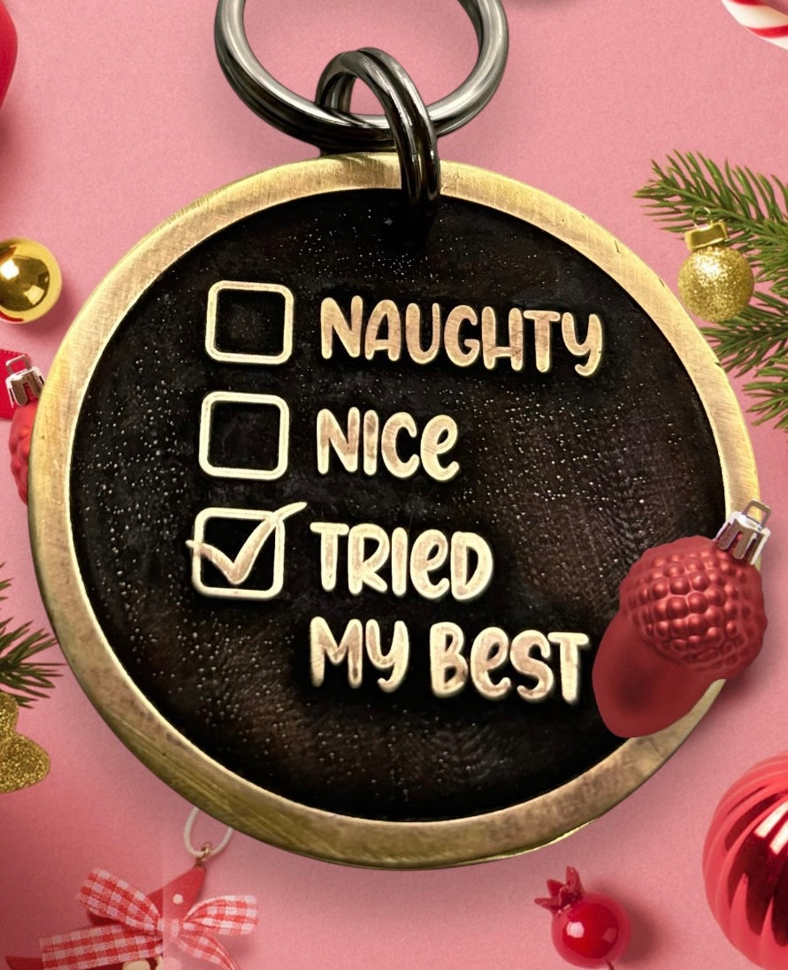 Naughty or nice pet tag