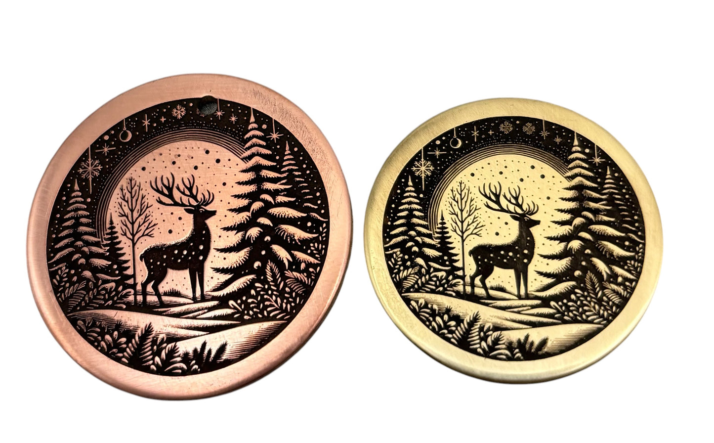 Deer winter scene pet id tag
