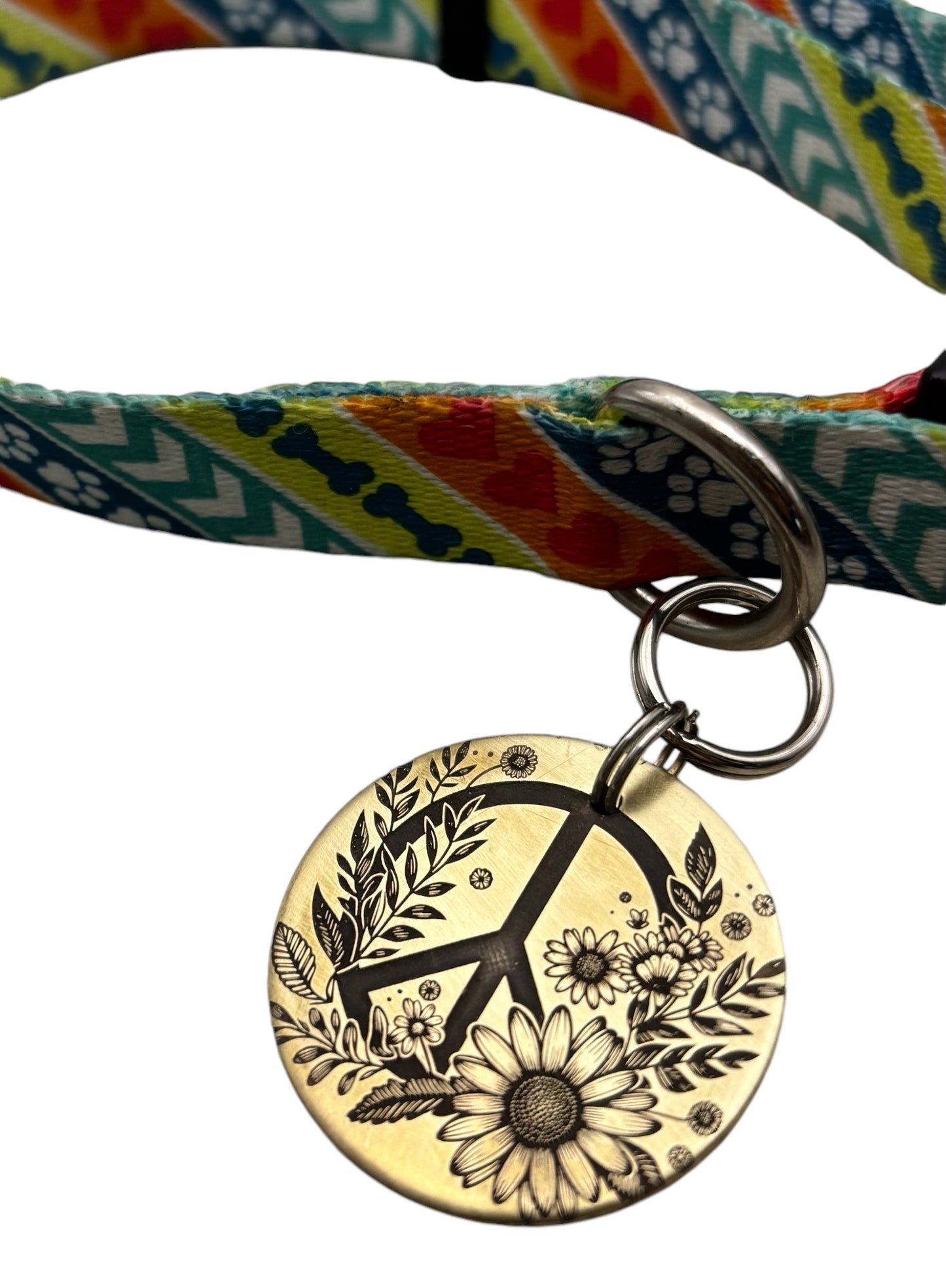 Peace sign pet tag and