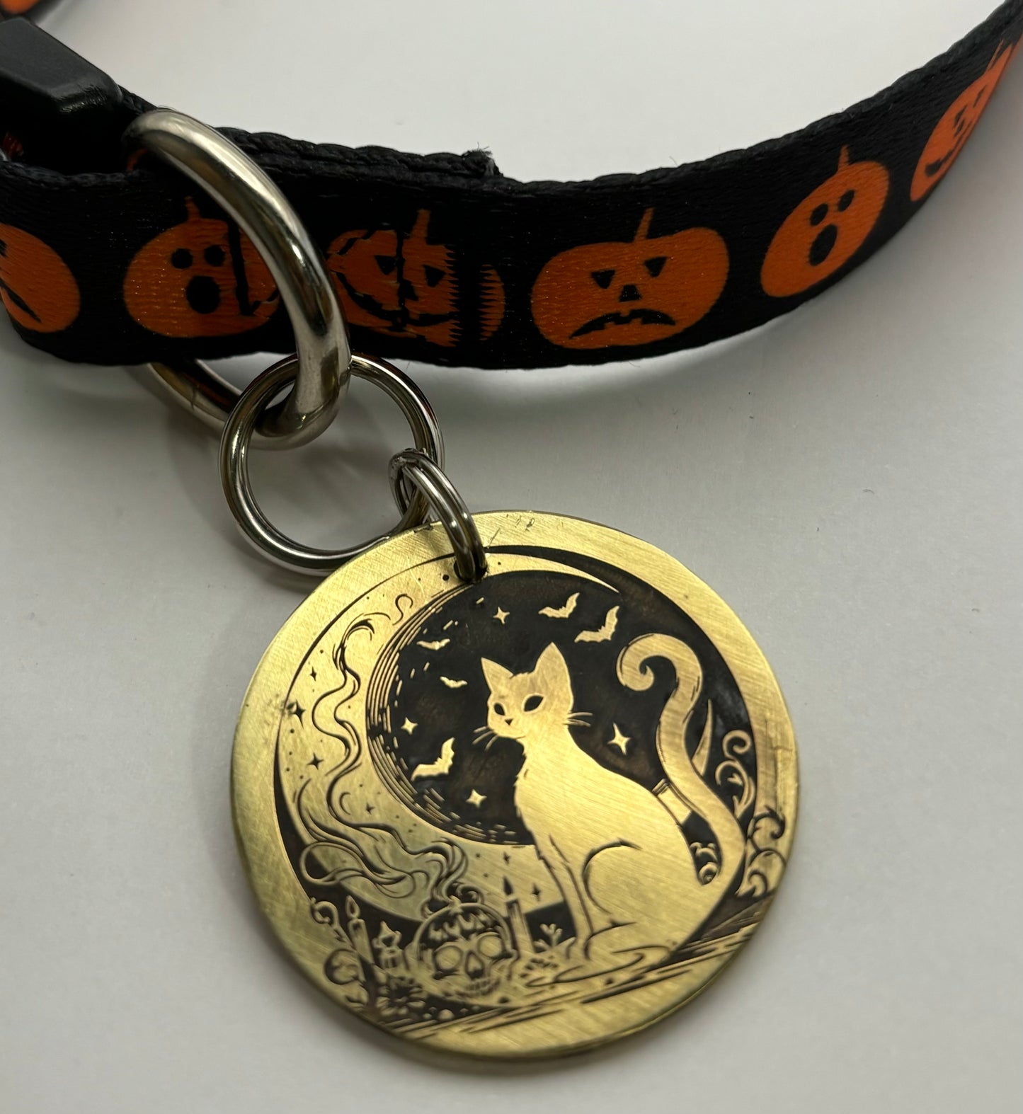 Spooky Cat and Moon Pet ID Tag