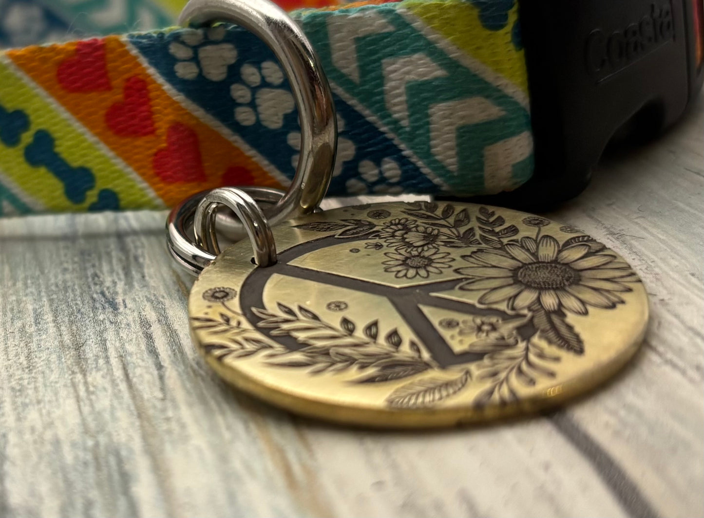 Peace sign pet tag and