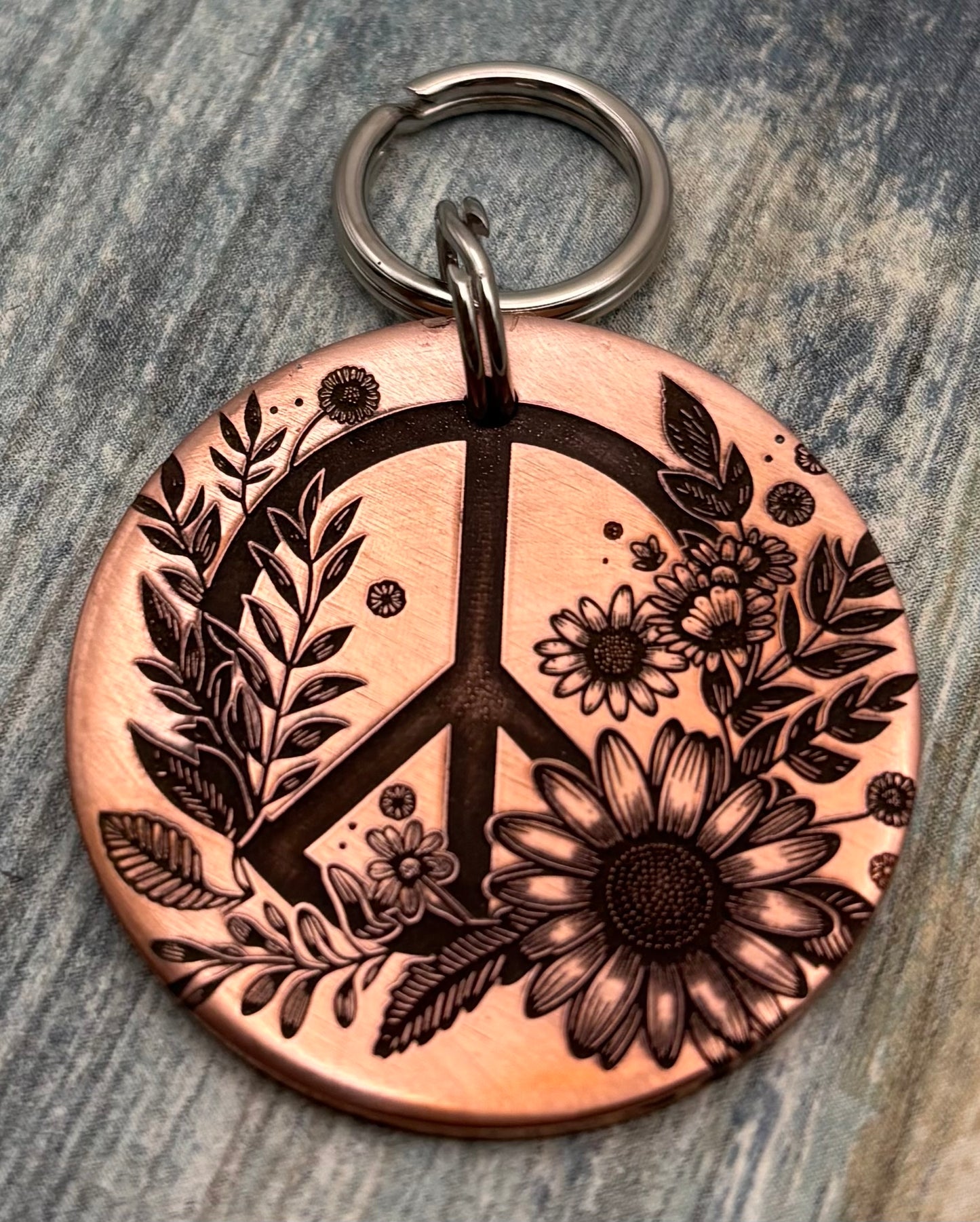 Peace sign pet tag and