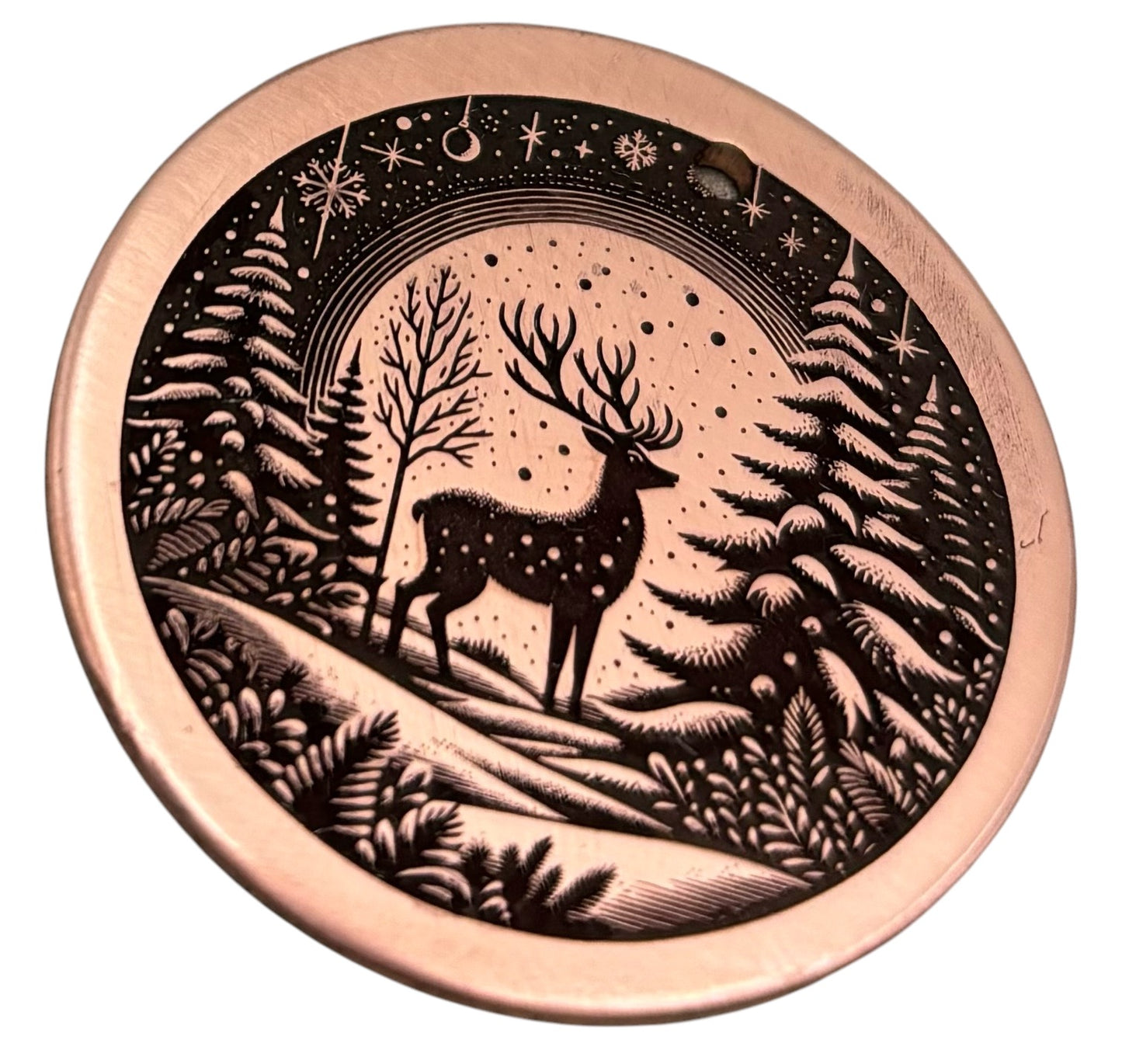 Deer winter scene pet id tag
