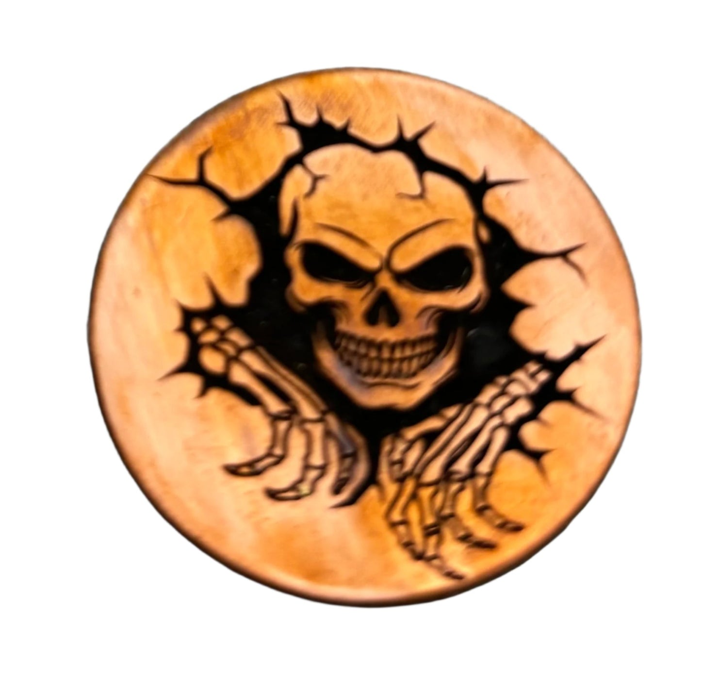 Skull breaking through wall pet id tag
