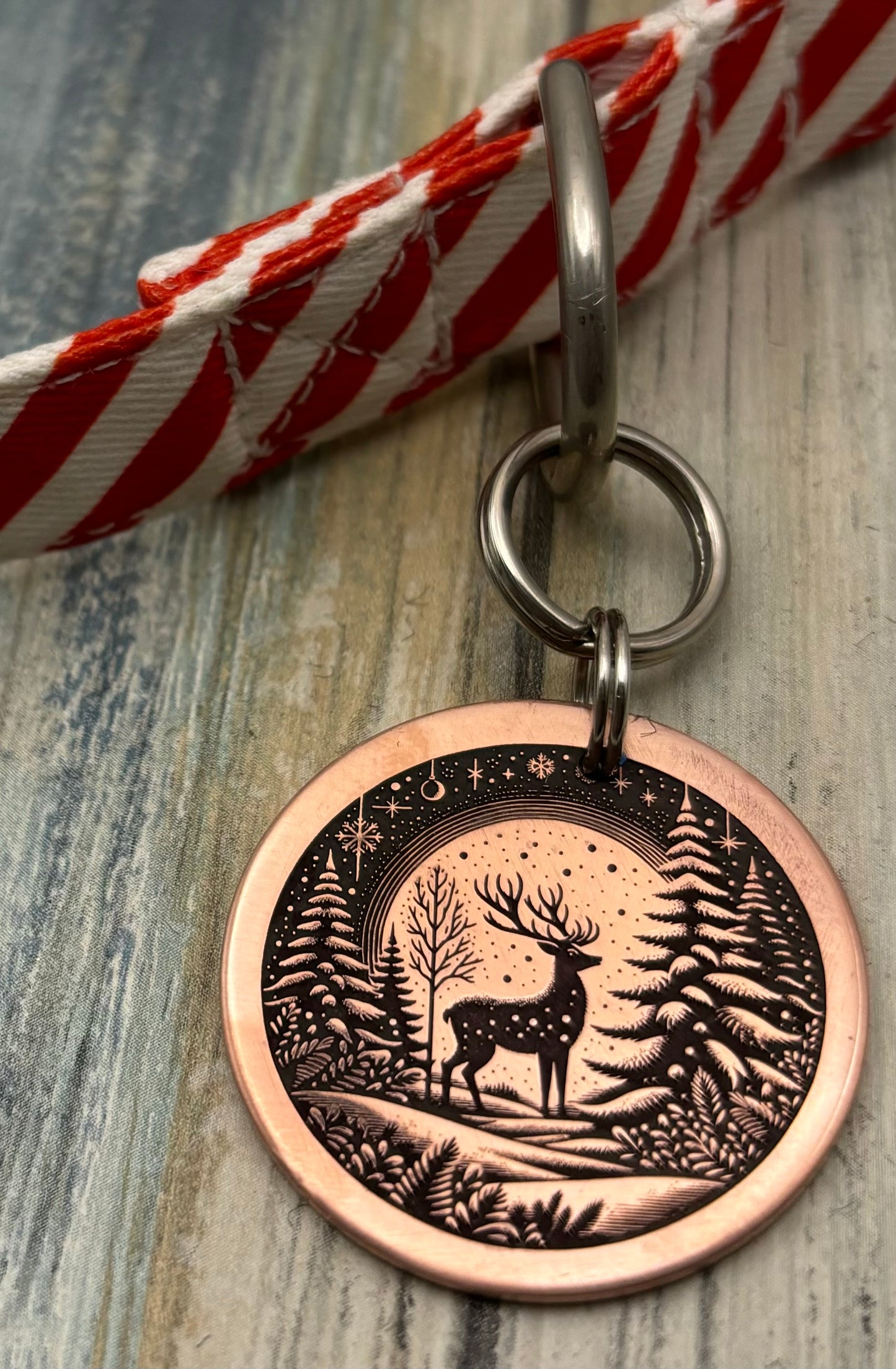 Deer winter scene pet id tag