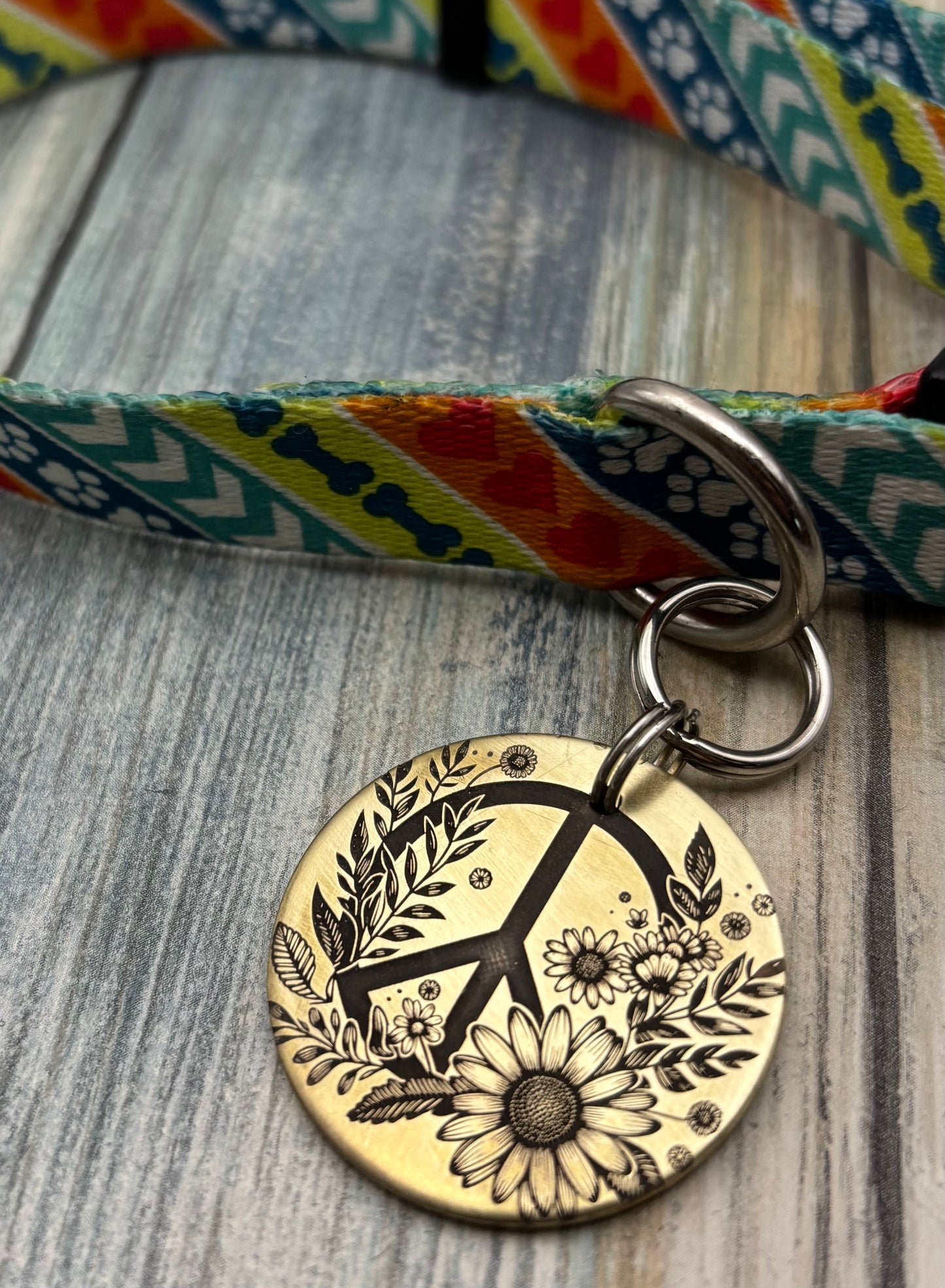 Peace sign pet tag and