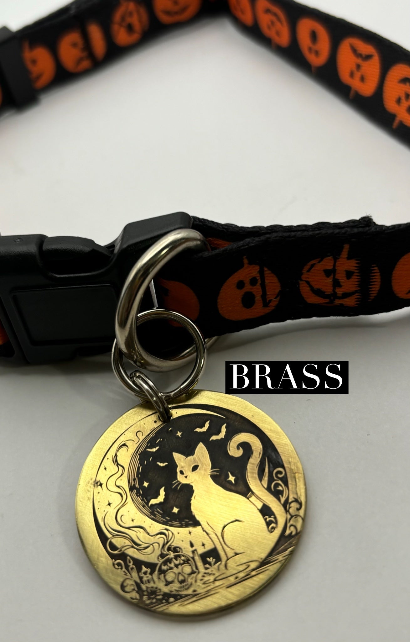 Spooky Cat and Moon Pet ID Tag