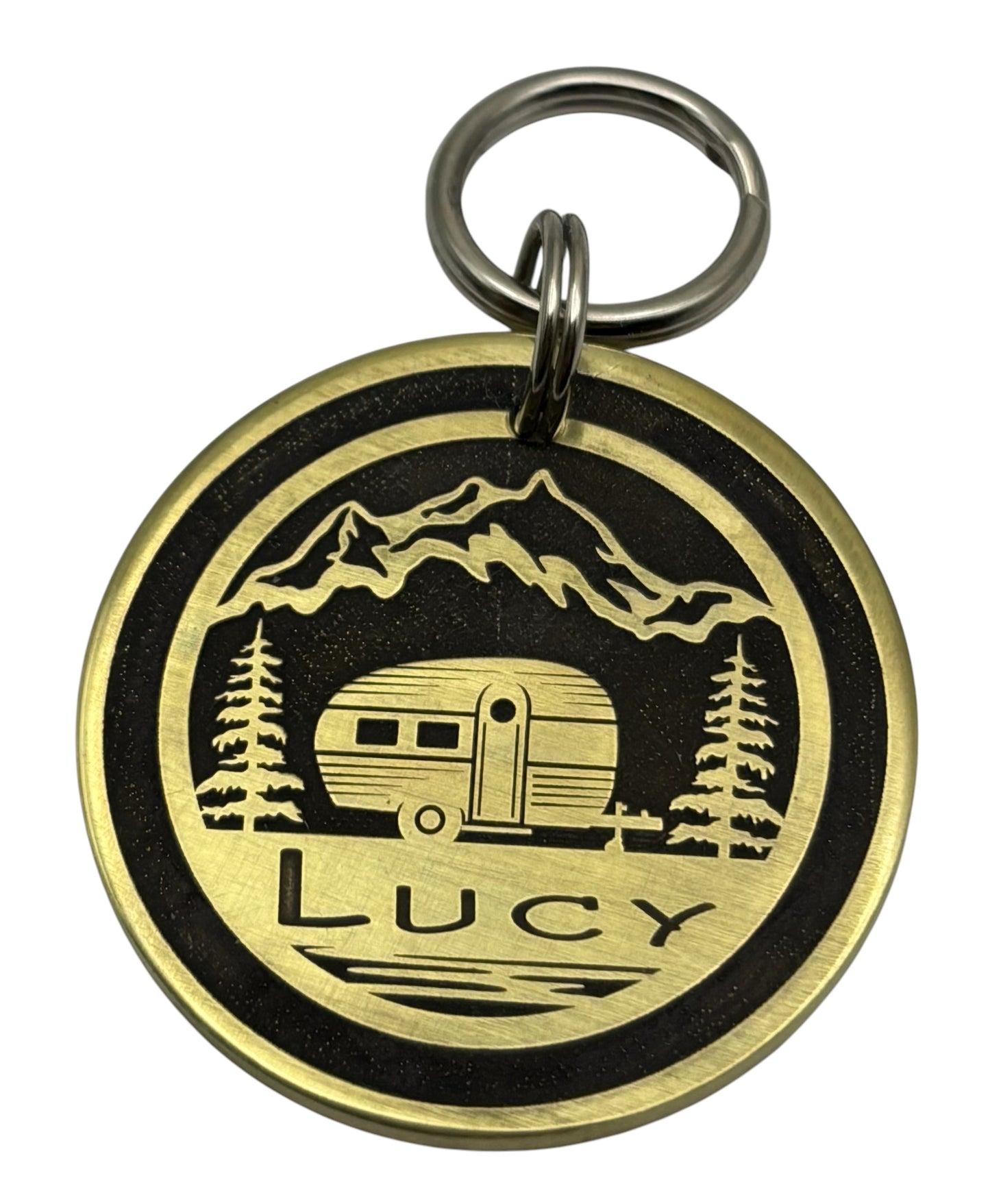 Summertime camping pet id tag