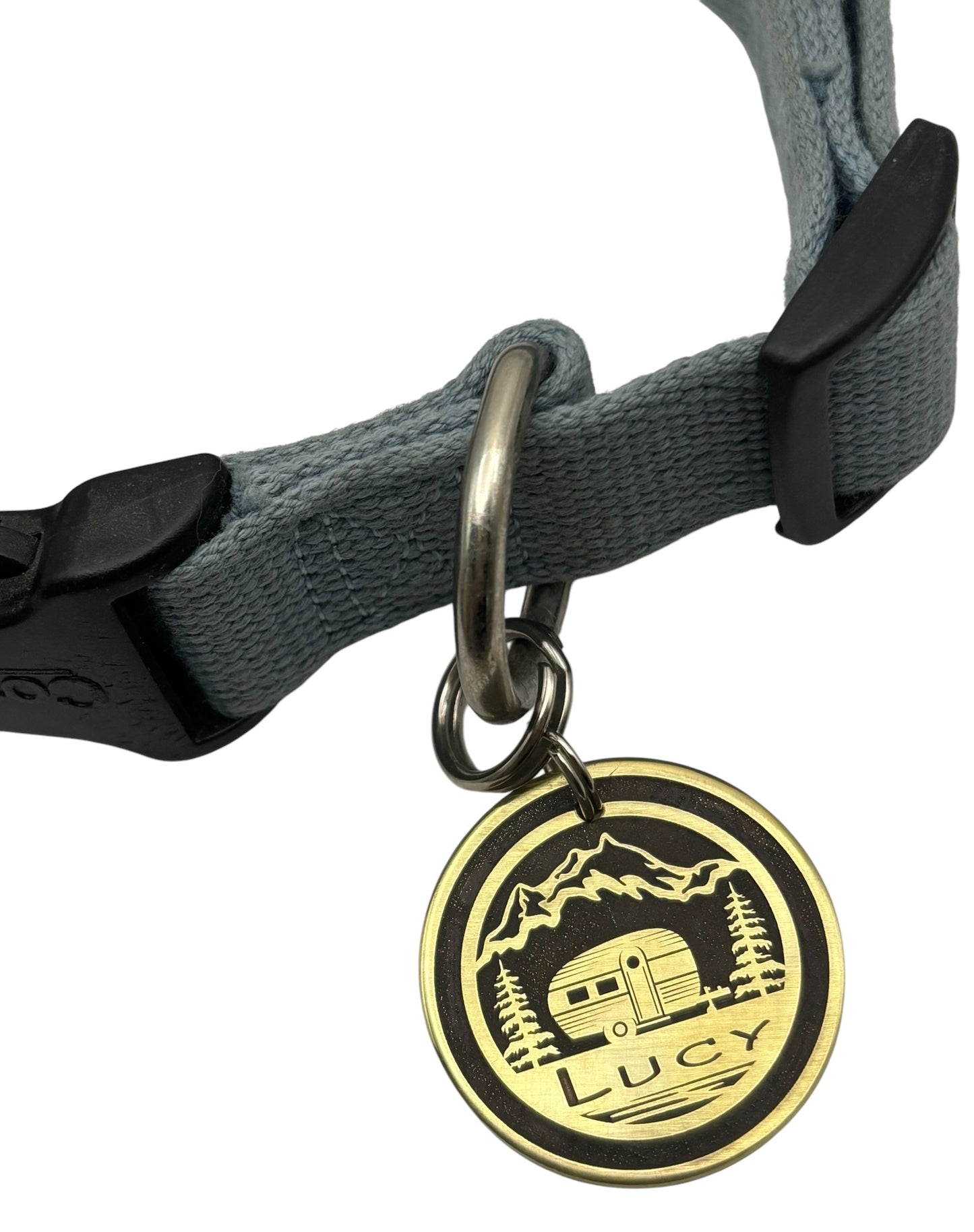 Summertime camping pet id tag