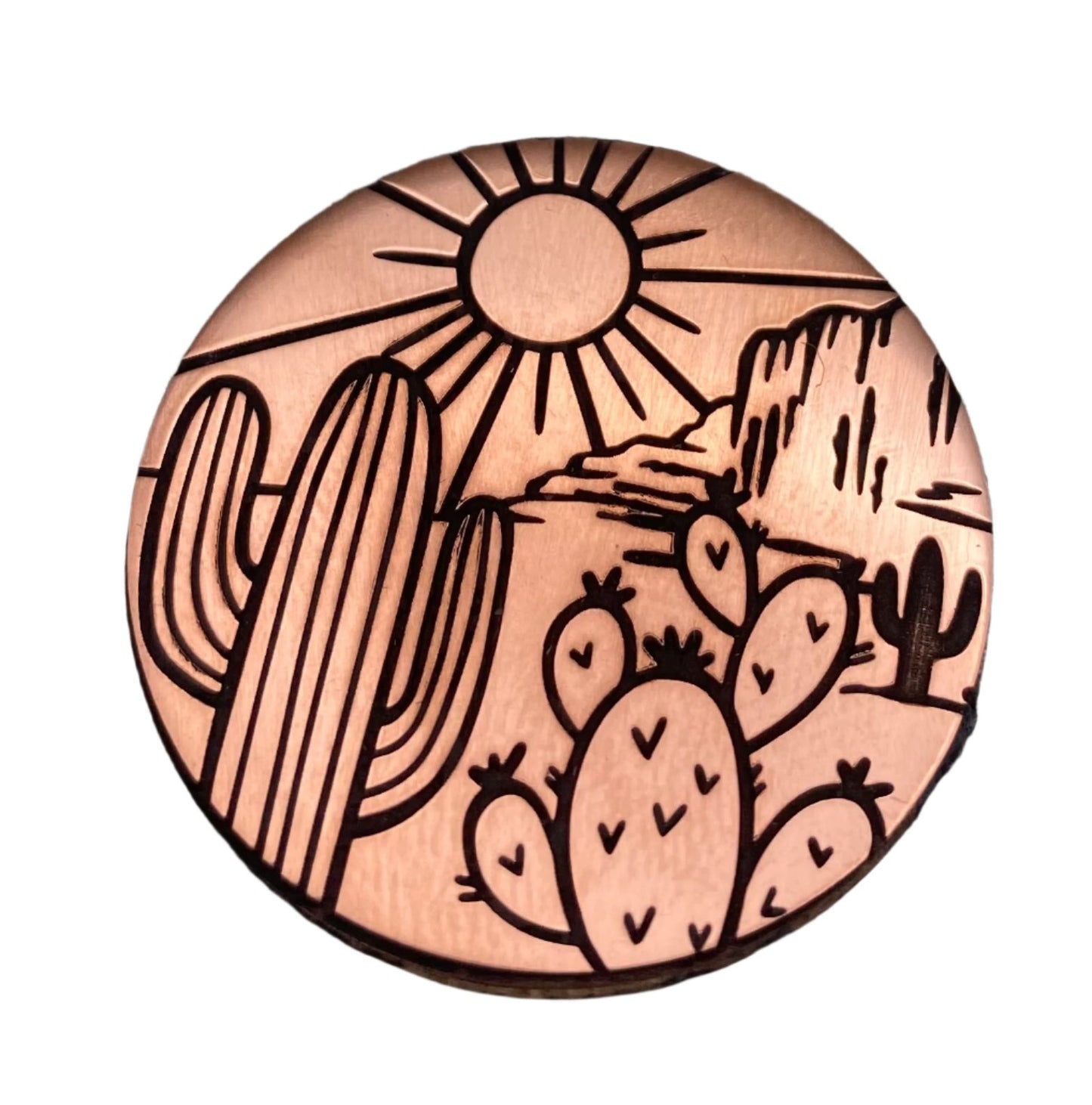 Desert cactus and sun pet id tag