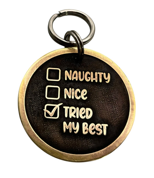 Naughty or nice pet tag