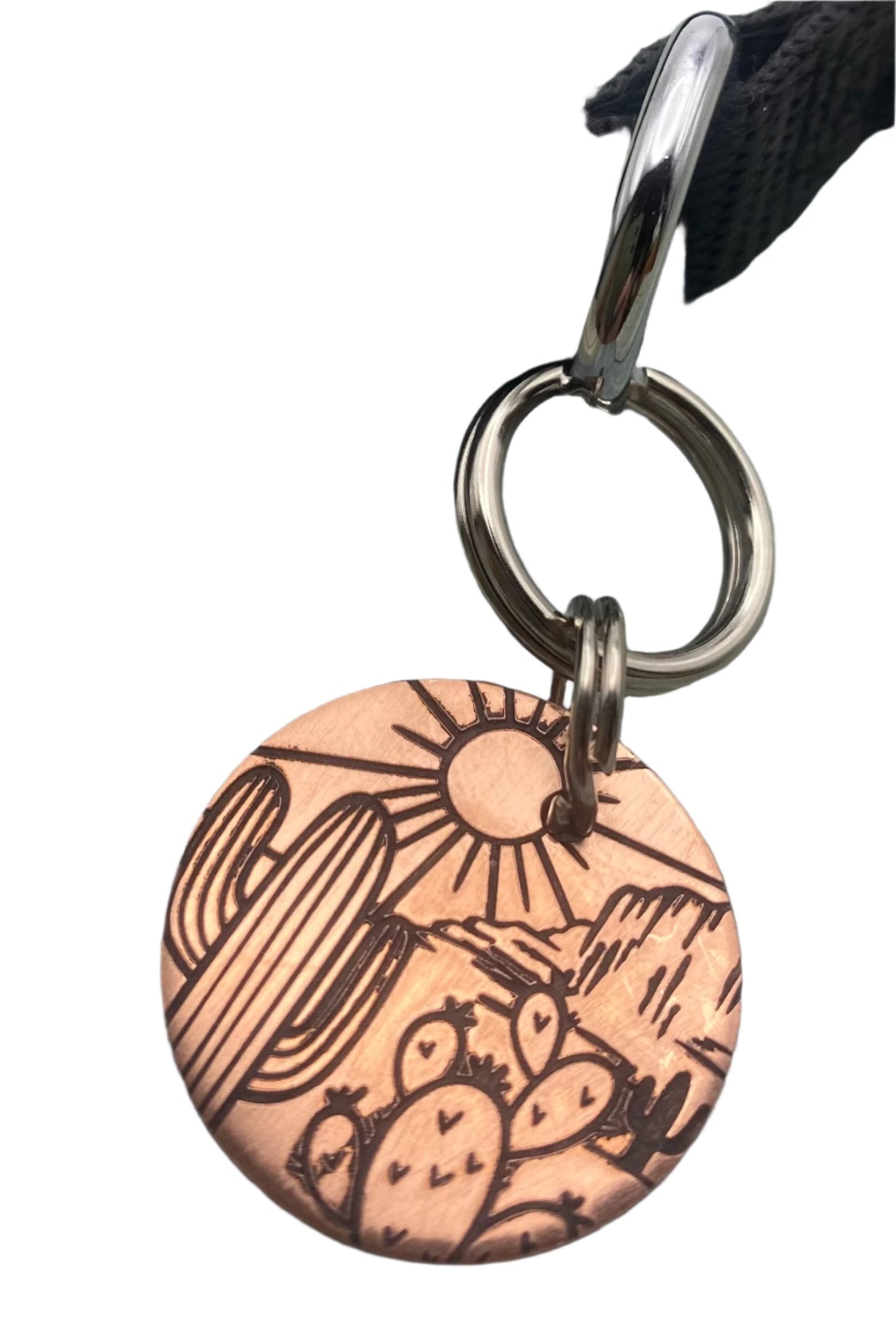 Desert cactus and sun pet id tag