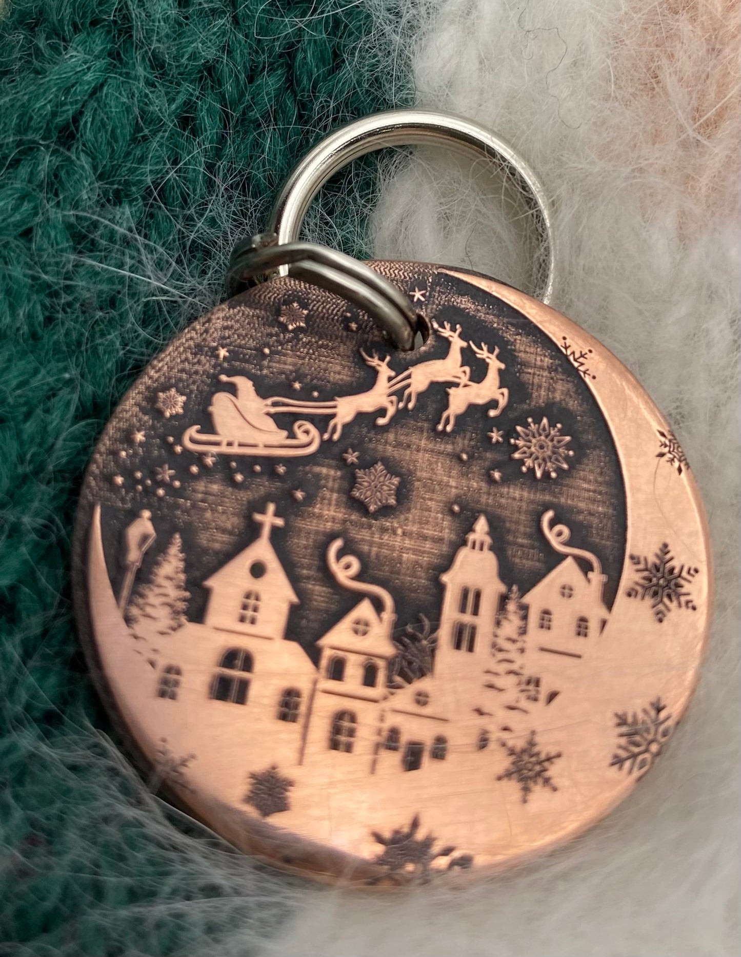 Santa Sleigh Christmas Pet ID Tag