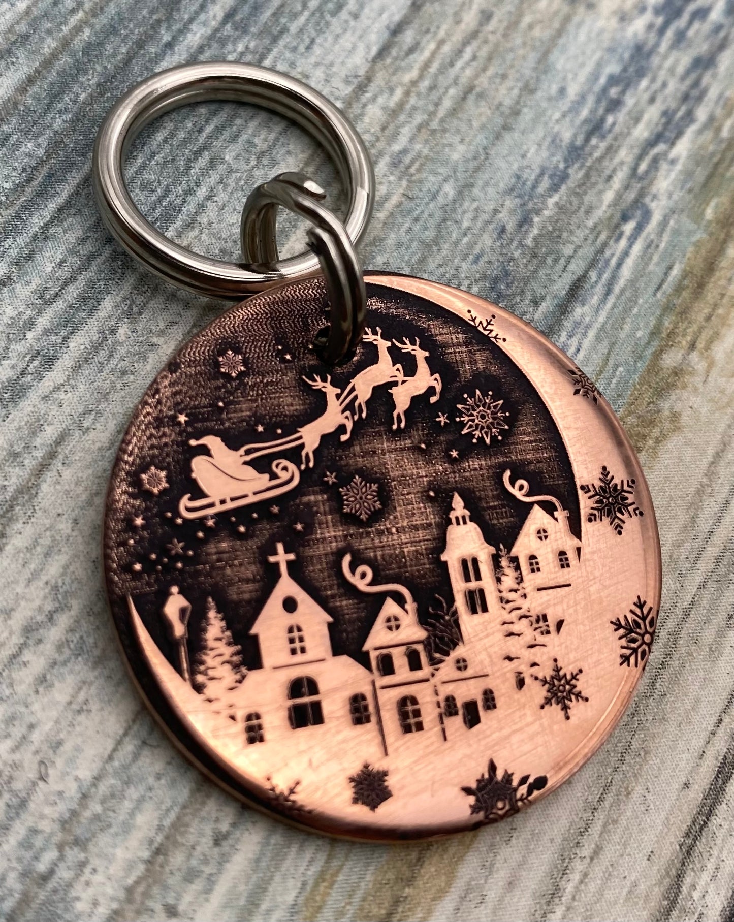 Santa Sleigh Christmas Pet ID Tag