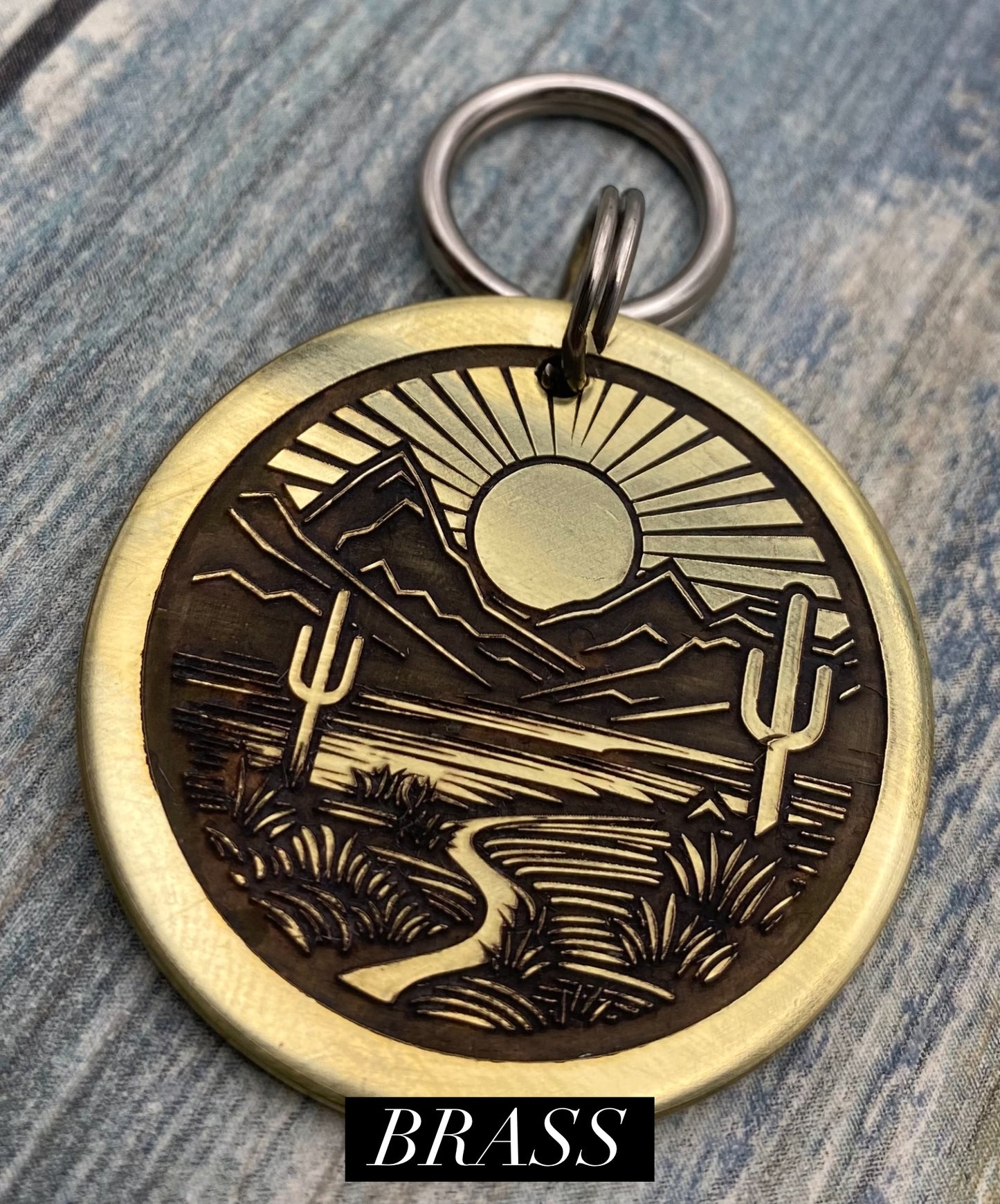 Desert scene pet id tag