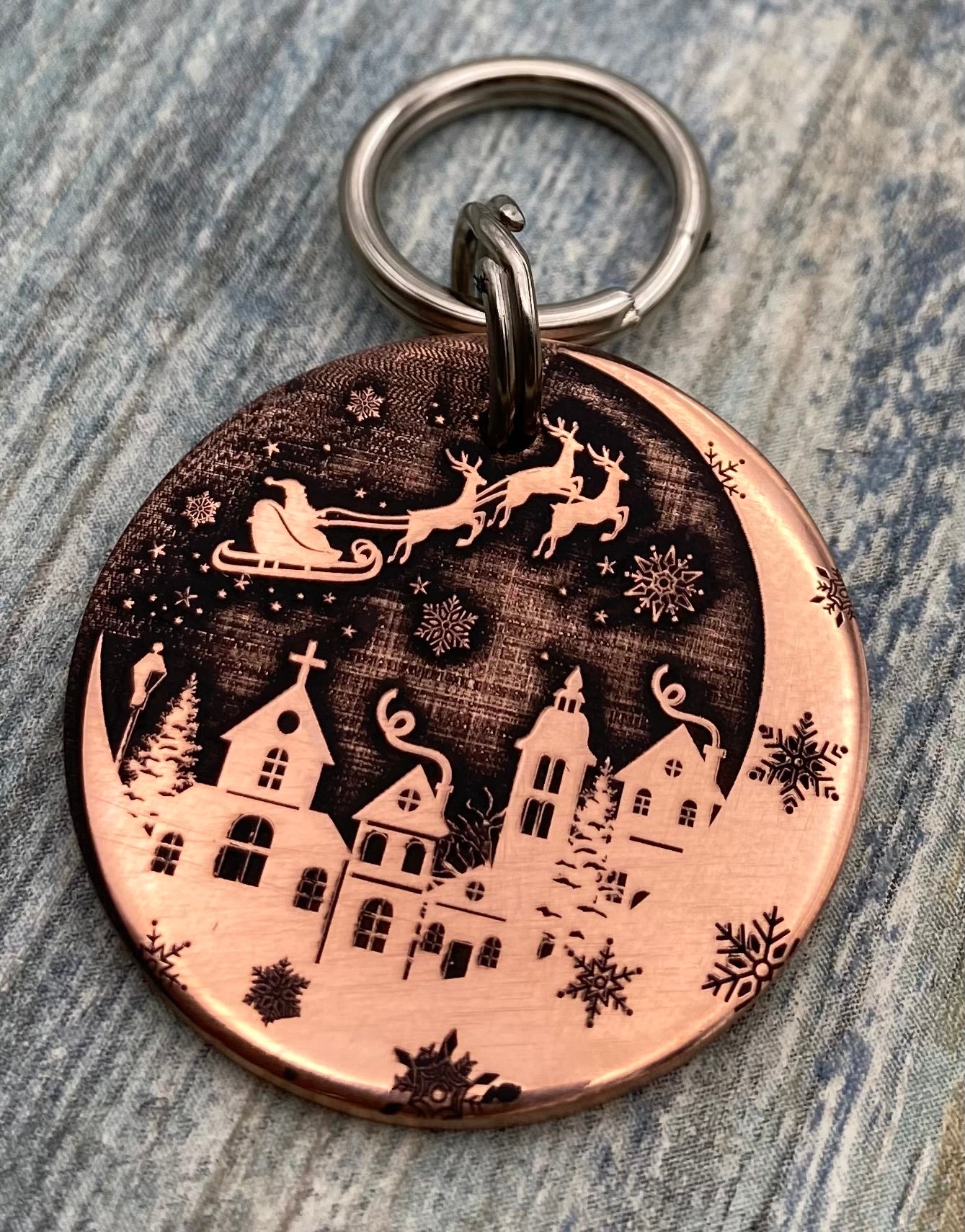 Santa Sleigh Christmas Pet ID Tag